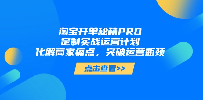 淘宝开单秘籍PRO，定制实战运营计划，化解商家痛点，突破运营瓶颈-小知云程阁
