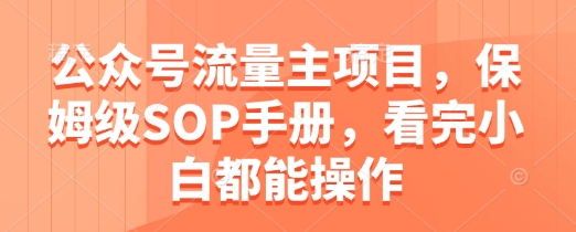 公众号流量主项目，保姆级SOP手册，看完小白都能操作-小知云程阁