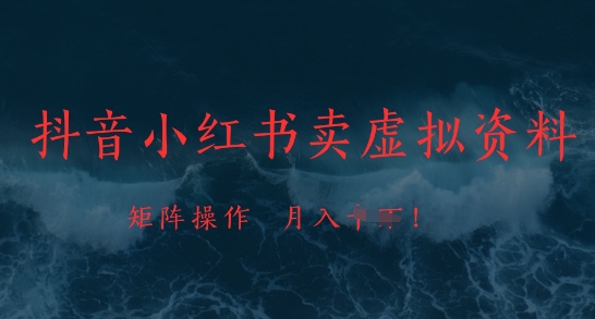 抖音小红书卖虚拟资料，市场需求一直存在，矩阵操作，月入1w+-小知云程阁