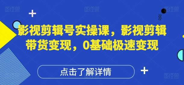 影视剪辑号实操课，影视剪辑带货变现，0基础极速变现-小知云程阁