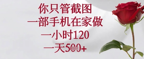 你只管截图，一部手机在家可以做，一小时120.一天5张+【揭秘】-小知云程阁