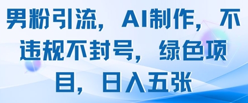 男粉引流，AI制作，不违规不封号，绿色项目，日入五张-小知云程阁