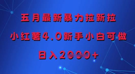 五月最新暴力拉新拉，小红薯4.0新手小白可做，日入多张-小知云程阁