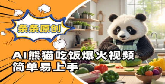 Ai熊猫吃饭爆火视频，条条原创，简单易上手-小知云程阁