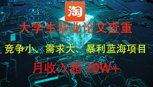 大学生毕业论文查重，暴利蓝海项目，月收入过1W+-小知云程阁