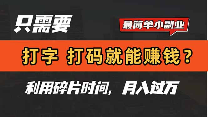 只需要打字，打码，就能赚钱？简单的赚钱小副业，利用碎片时间，月入过万-小知云程阁
