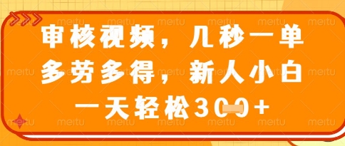 视频审核员，几秒一单，不限时间，不限地点，多做多得，新人小白一天轻松几张+【揭秘】-小知云程阁