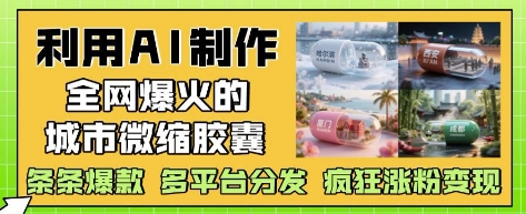 利用AI制作全网爆火的城市微缩胶囊，条条爆款， 多平台分发，疯狂涨粉变现-小知云程阁